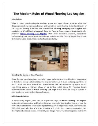 My Flooring Expert - Wood Flooring Los Angeles
