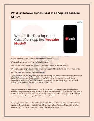 What is the Development Cost of an App like Youtube Music
