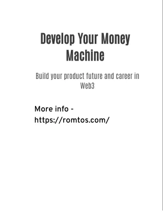 Develop Your Money Machine