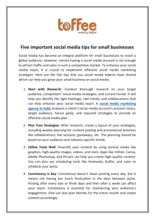 five important social media tips for small