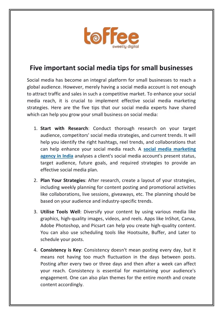 five important social media tips for small