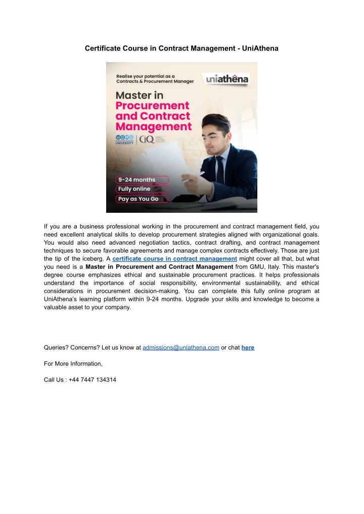 certificate course in contract management