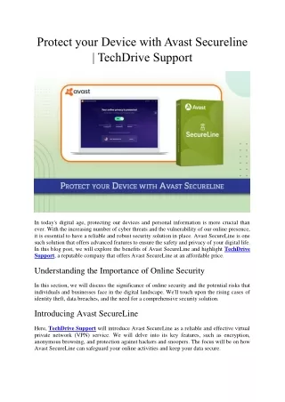Protect your Device with Avast Secureline - TechDrive Support