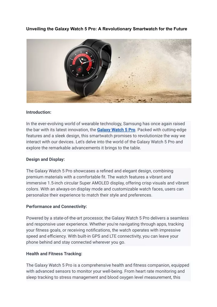 unveiling the galaxy watch 5 pro a revolutionary