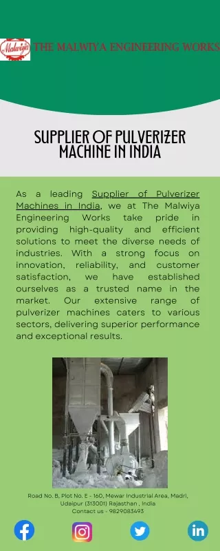 Supplier of Pulverizer Machine in India