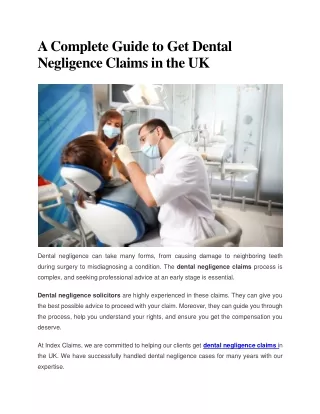 A Complete Guide to Get Dental Negligence Claims in the UK