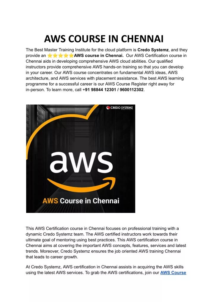 aws course in chennai