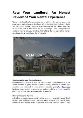 Rate Your Landlord An Honest Review of Your Rental Experience