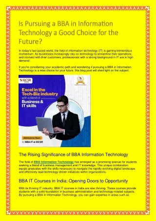 Is Pursuing a BBA in Information Technology a Good Choice for the Future?