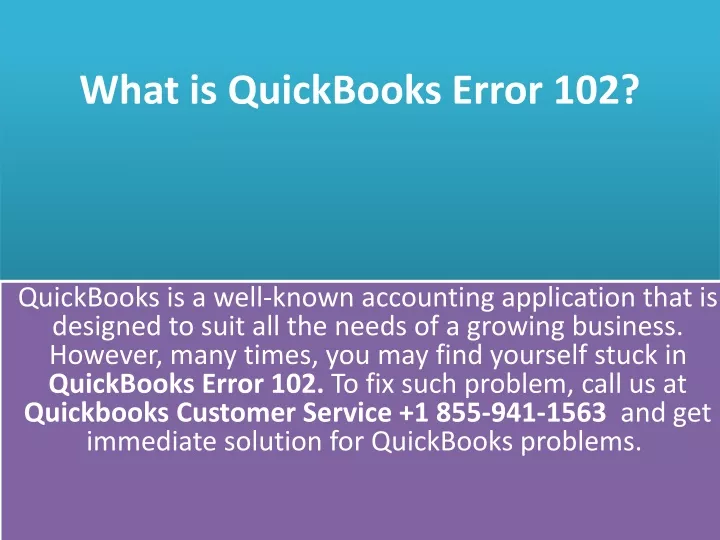 what is quickbooks error 102