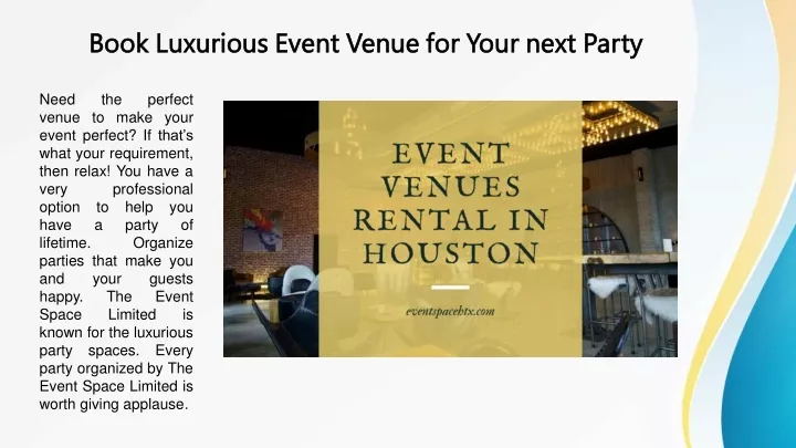 book luxurious event venue for your next party