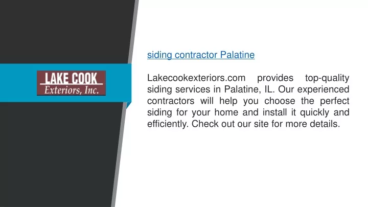 siding contractor palatine lakecookexteriors