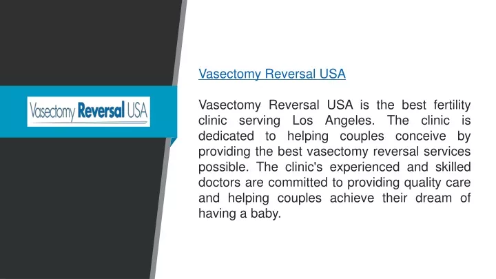 vasectomy reversal usa vasectomy reversal