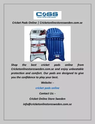 Cricket Pads Online  Cricketonlinestoresweden.com.se