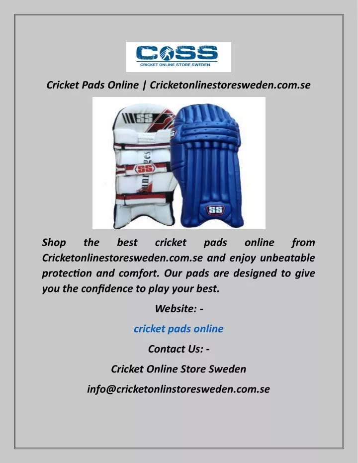 cricket pads online cricketonlinestoresweden