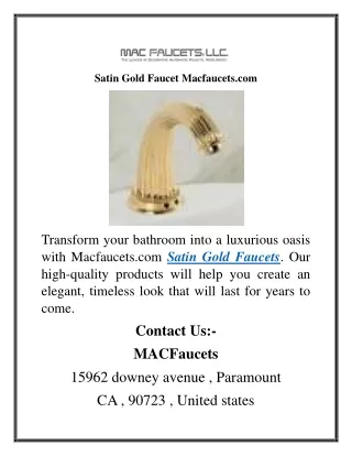 Satin Gold Faucet Macfaucets