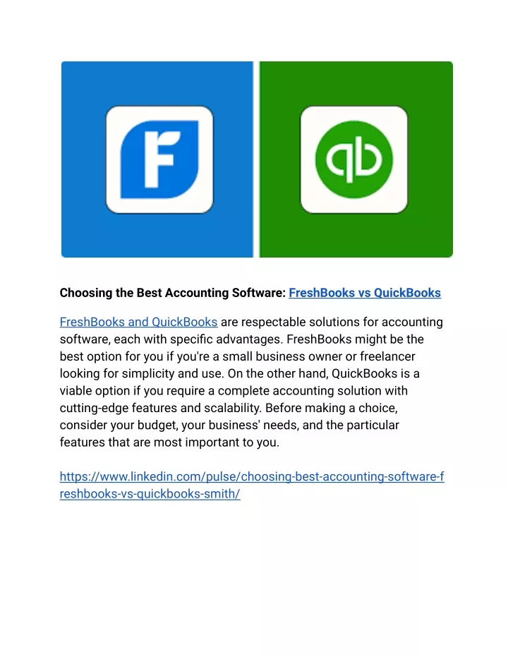 choosing the best accounting software freshbooks