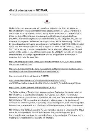 direct admission in nicmar