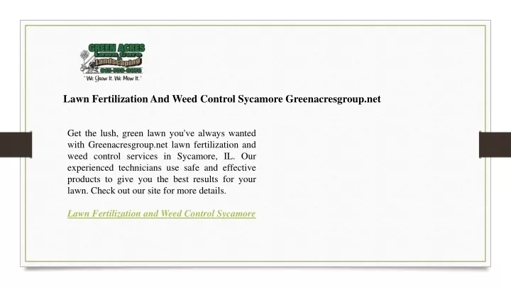 lawn fertilization and weed control sycamore