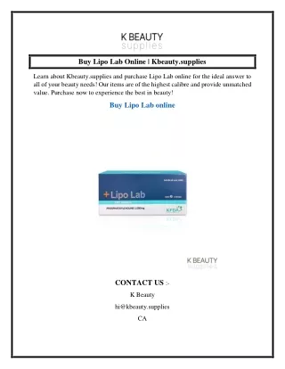 Buy Lipo Lab Online  Kbeauty.supplies