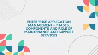 Enterprise Application Management - Phases, Components, and Role of Maintenance and Support Services