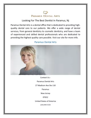 Looking For The Best Dentist In Paramus Nj