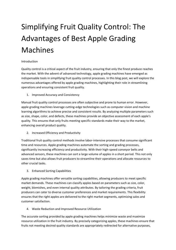 simplifying fruit quality control the advantages