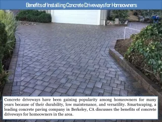 benefits of installing concrete driveways for homeowners