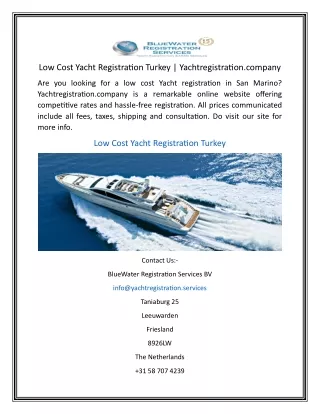 Low Cost Yacht Registration Turkey Yachtregistration.company