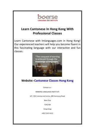 learn cantonese in hong kong with professional