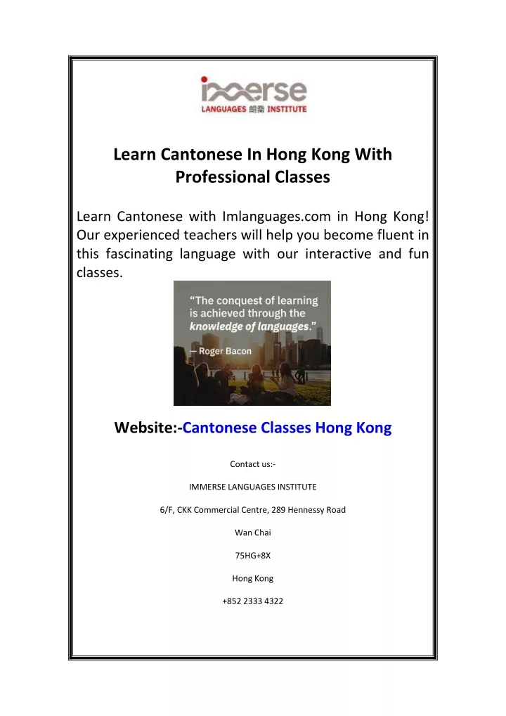 learn cantonese in hong kong with professional