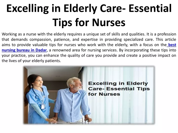 excelling in elderly care essential tips