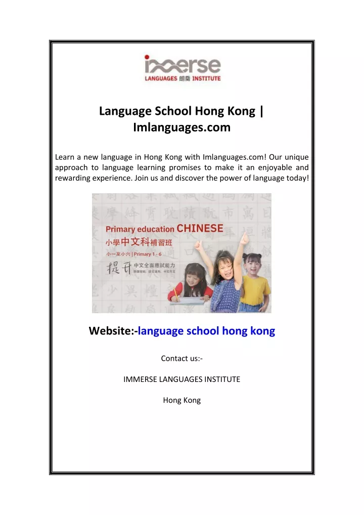 language school hong kong imlanguages com