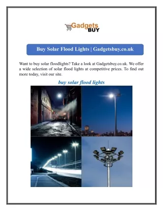 Buy Solar Flood Lights  Gadgetsbuy.co.uk