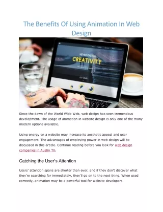 the benefits of using animation in web design