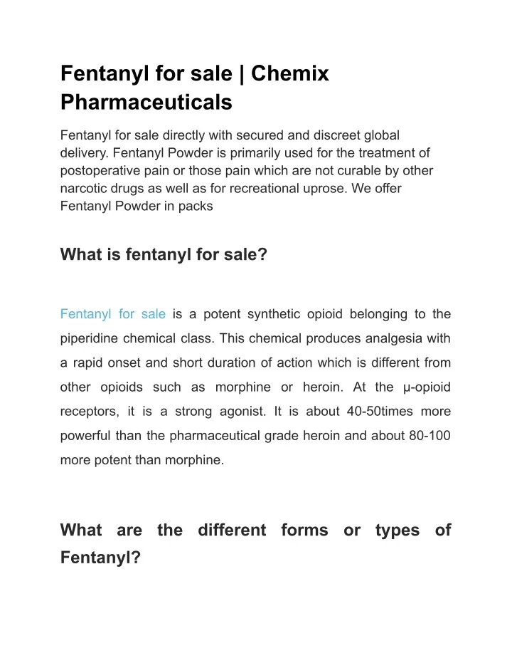 fentanyl for sale chemix pharmaceuticals