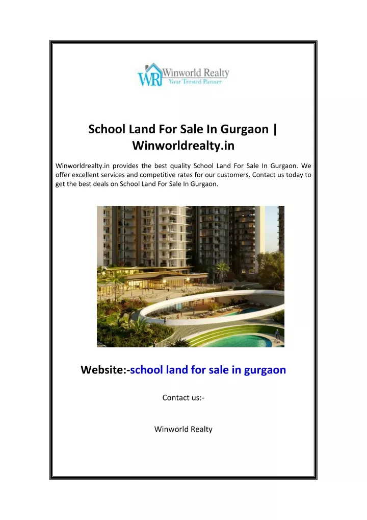 school land for sale in gurgaon winworldrealty in