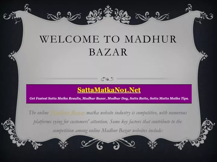 welcome to madhur bazar