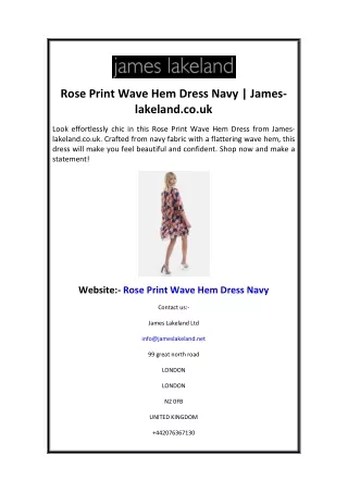 Rose Print Wave Hem Dress Navy  James-lakeland.co.uk