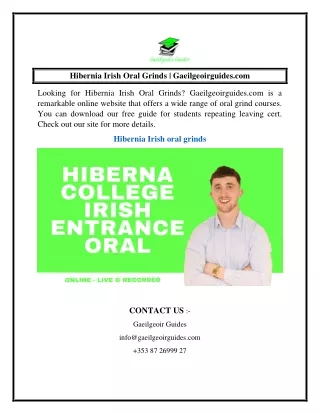 Hibernia Irish Oral Grinds  Gaeilgeoirguides.com