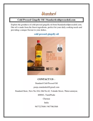 cold pressed gingelly oil standardcoldpressedoil