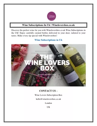 Wine Subscriptions In Uk  Wineloversbox.co.uk