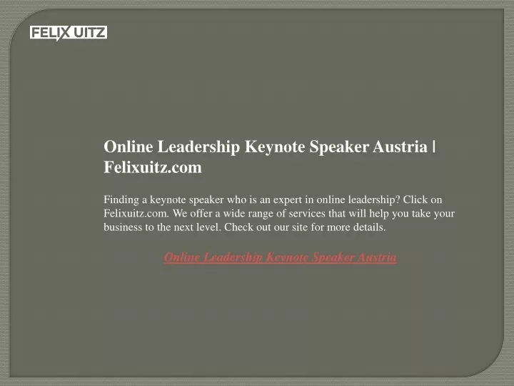 online leadership keynote speaker austria