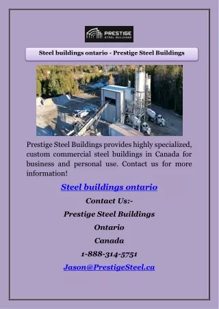 Steel buildings ontario - Prestige Steel Buildings