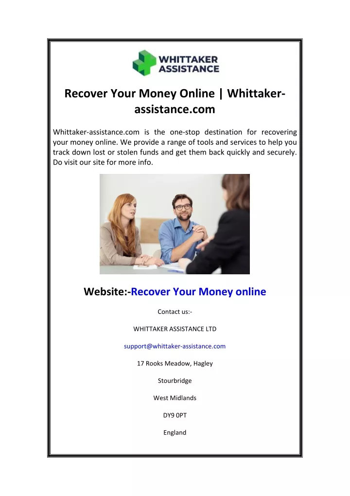 recover your money online whittaker assistance com