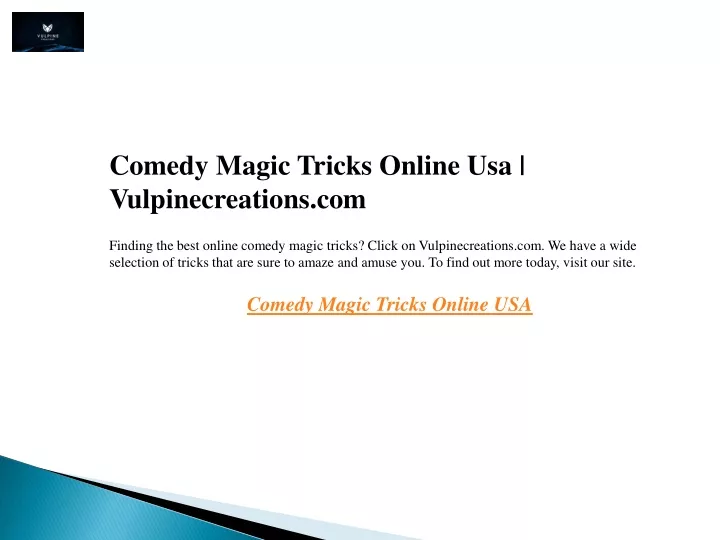 comedy magic tricks online usa vulpinecreations