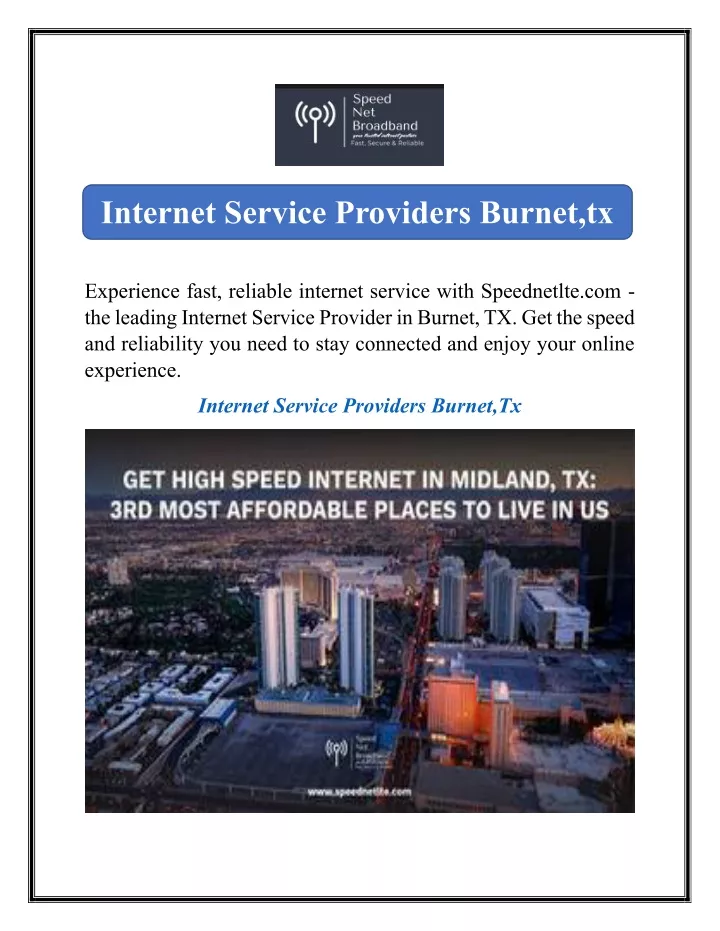 internet service providers burnet tx speednetlte