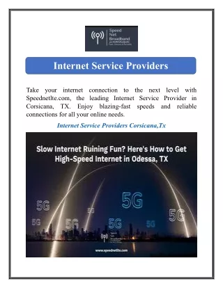 Internet Service Providers Corsicana,tx   Speednetlte.com