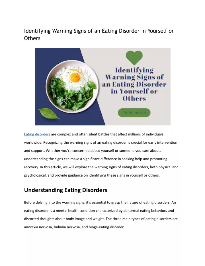 identifying warning signs of an eating disorder