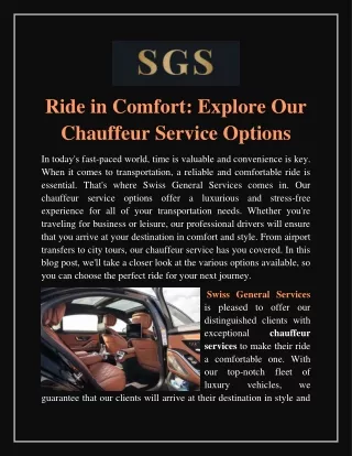 Explore Our Chauffeur Service Options
